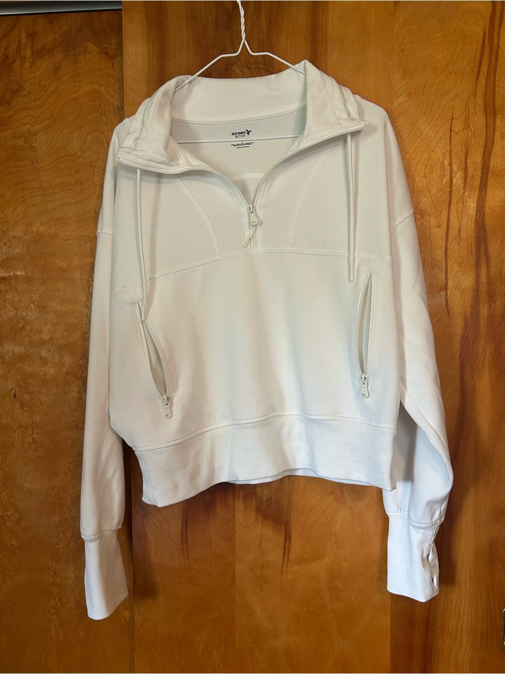 Old Navy White Quarter-Zip Hoodie Sweatshirt